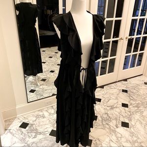 Black Victoria’s Secret satin ruffle robe